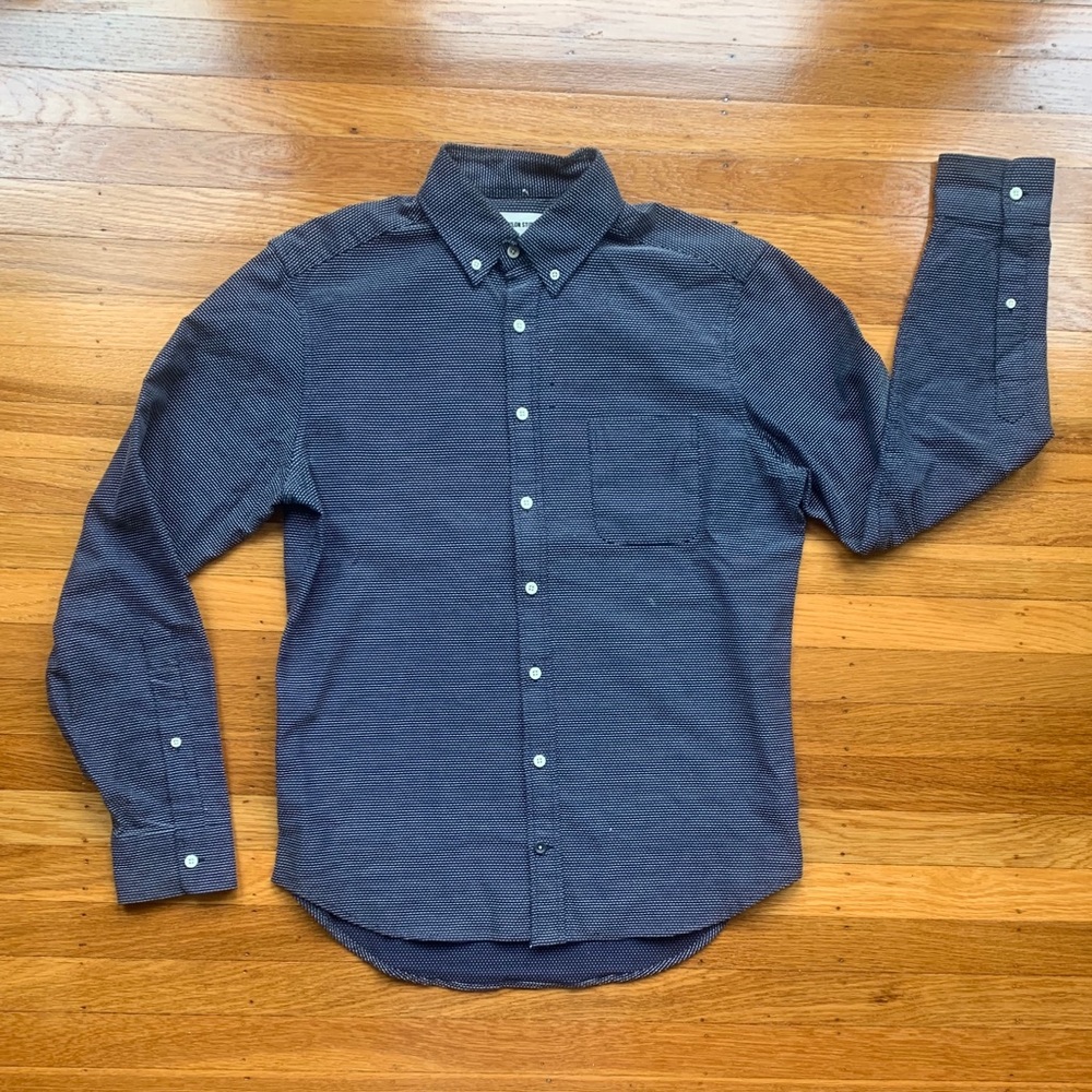 TAYLOR STITCH blue white cross stitching shirt 38